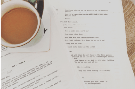 cup of tea and script